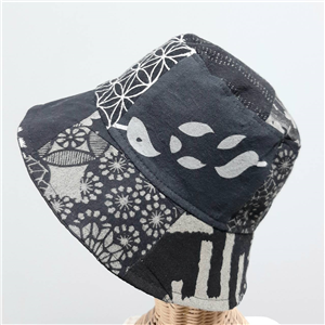 [B002] หมวกปานามาผ้าฝ้ายพิมพ์ลายต่อสไตล์ญี่ปุ่น